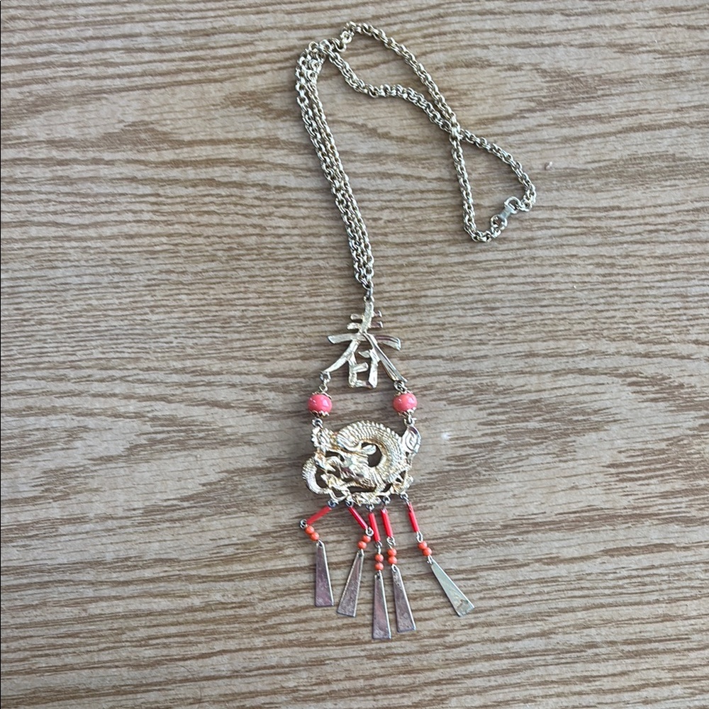 Vintage"ART" signed dragon necklace